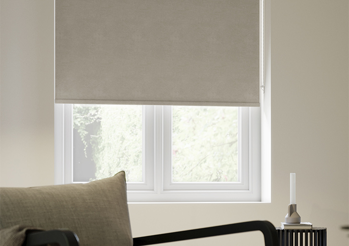 Flori Faux Suede (Blackout), Latte - Roller Blind - Image 5
